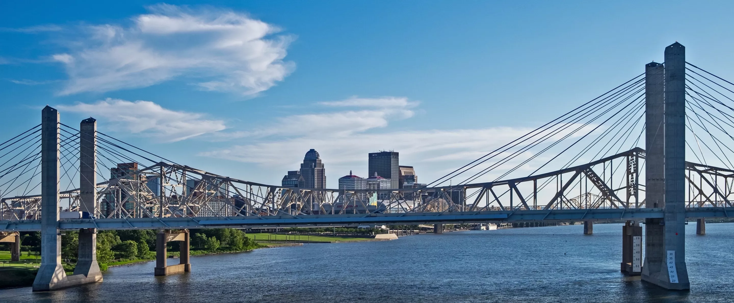 View of the downtown Louisville skyline and riverfront