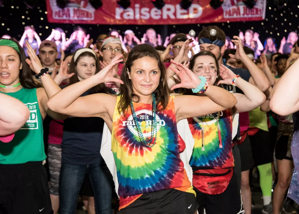 Students participating in a raiseRED dance marathon, to raise funds for charity