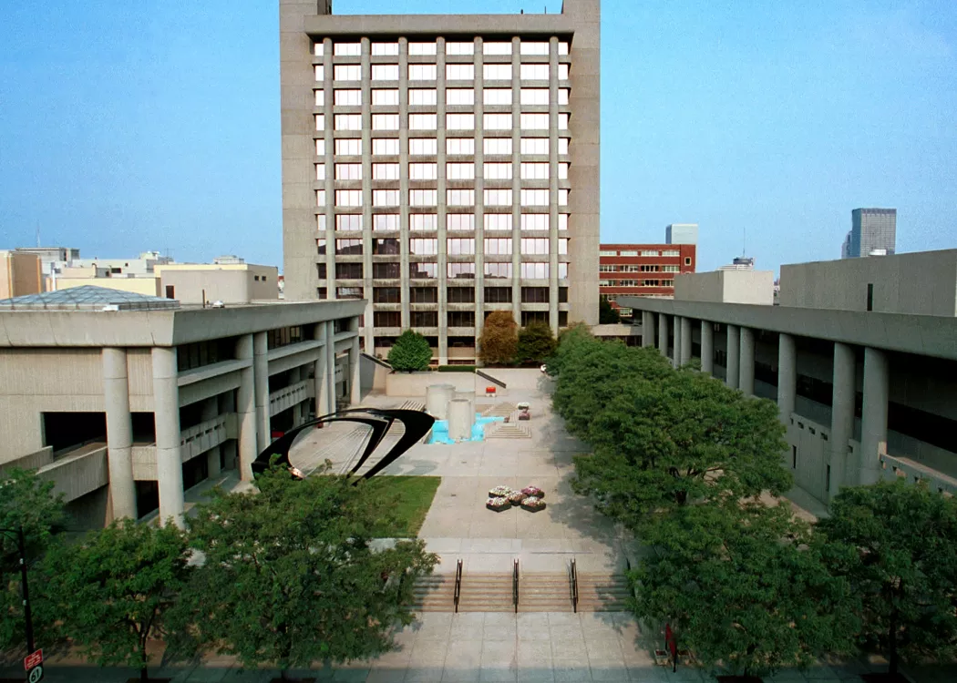 Health Science Center building and quad.